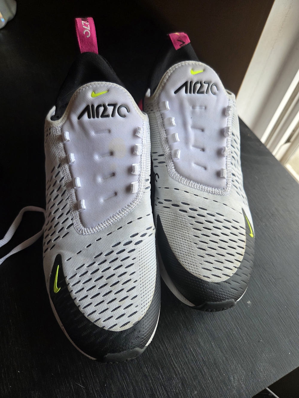 Nike Womens Air270 Slip-On Shoes - White, Black and, Fucshia